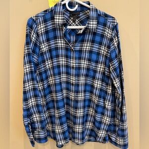 J. Crew Blue and White Plaid Button Down Shirt